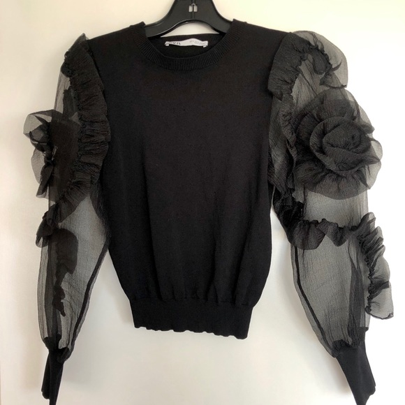 Zara Sweaters - Zara, organza sleeve sweater, S